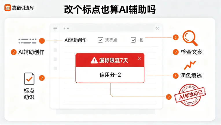 小红书AI标注避坑,改个标点也算AI辅助吗