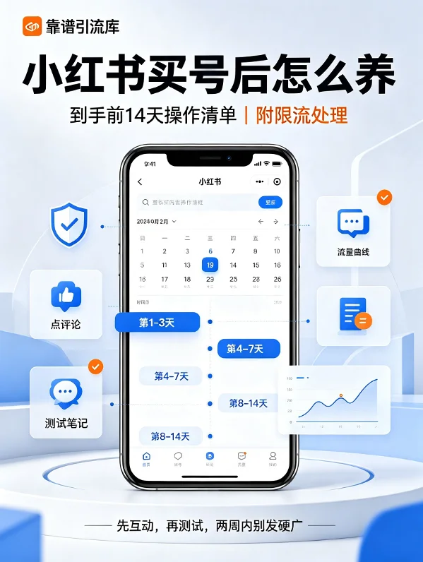 小红书买号后怎么养：到手前 14 天操作清单（附被限流处理）