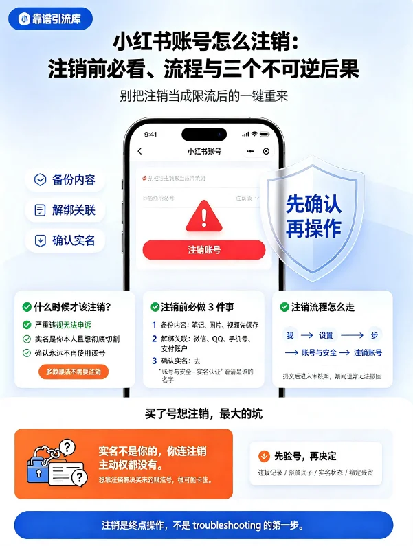 小红书账号怎么注销：注销前必看、流程与三个不可逆后果