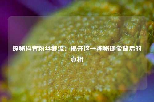 探秘抖音粉丝截流：揭开这一神秘现象背后的真相